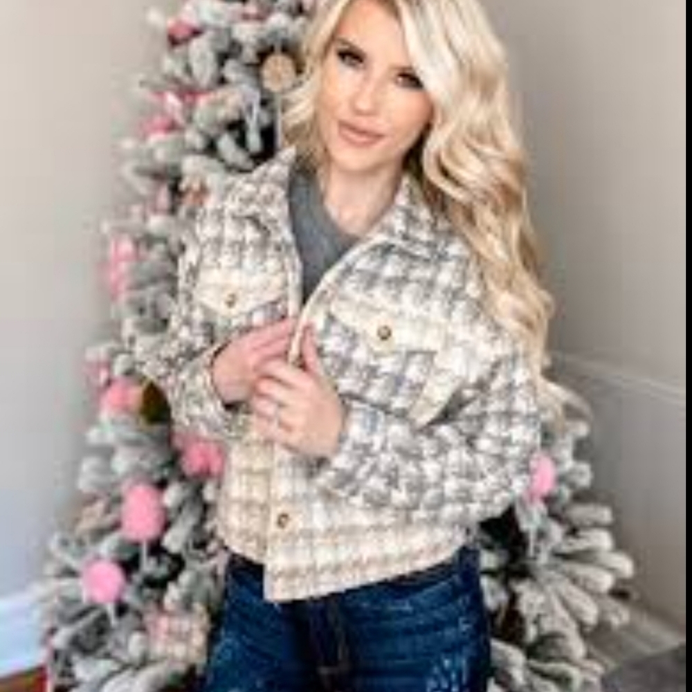 Grey Taupe Plaid Jacket NWT